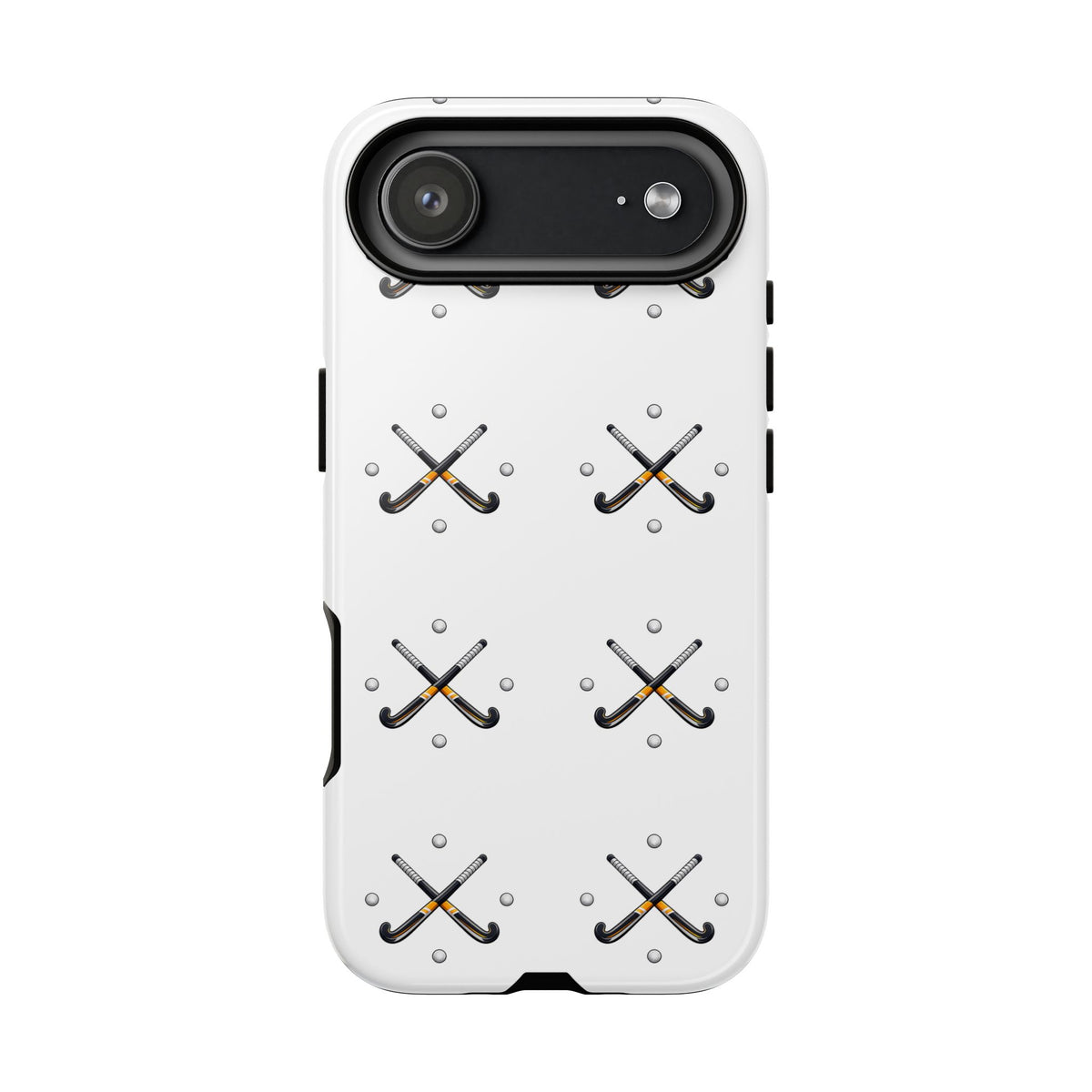 Phone Case, Hockey Repeated Crossed Sticks & Balls Pattern, Tough Case