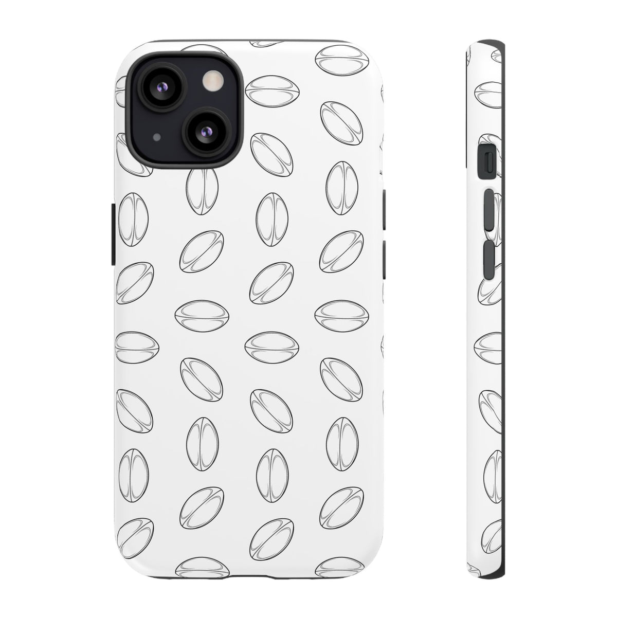 Phone Case, Rugby Ball Minimalist Sketch Pattern, Tough Case