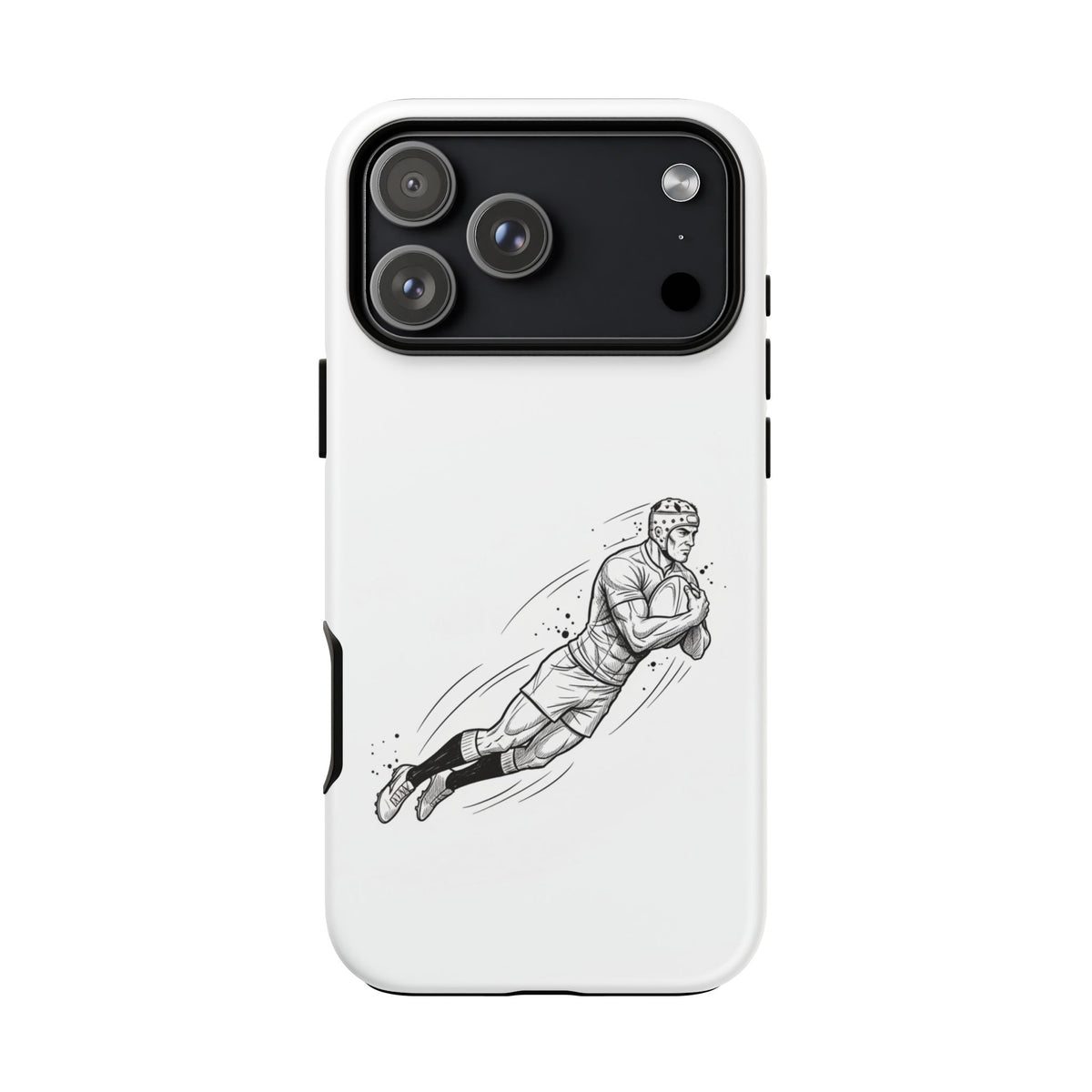 Phone Case, Rugby Try Swan Dive Minimalist Sketch design, Tough Case