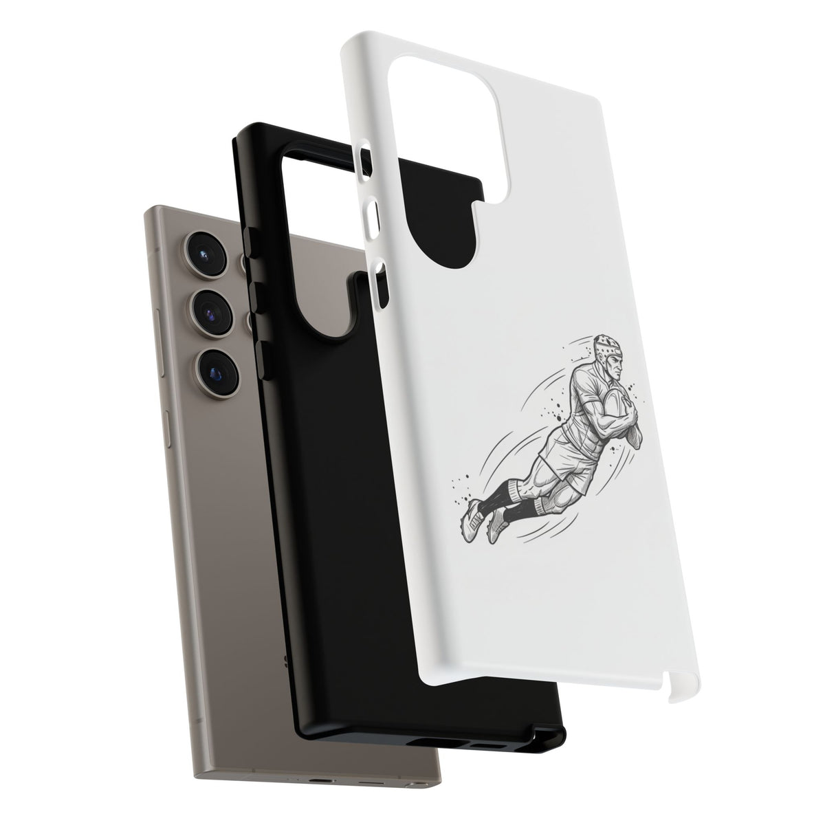 Phone Case, Rugby Try Swan Dive Minimalist Sketch design, Tough Case