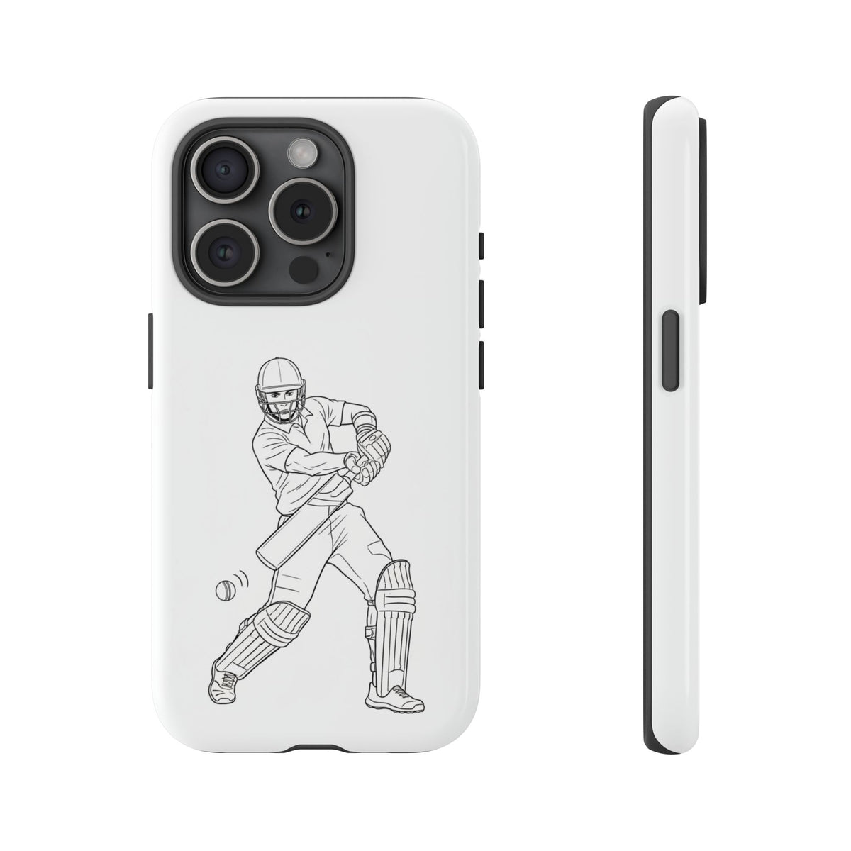 Phone Case, Cricket Batsman Sketch, Tough Case
