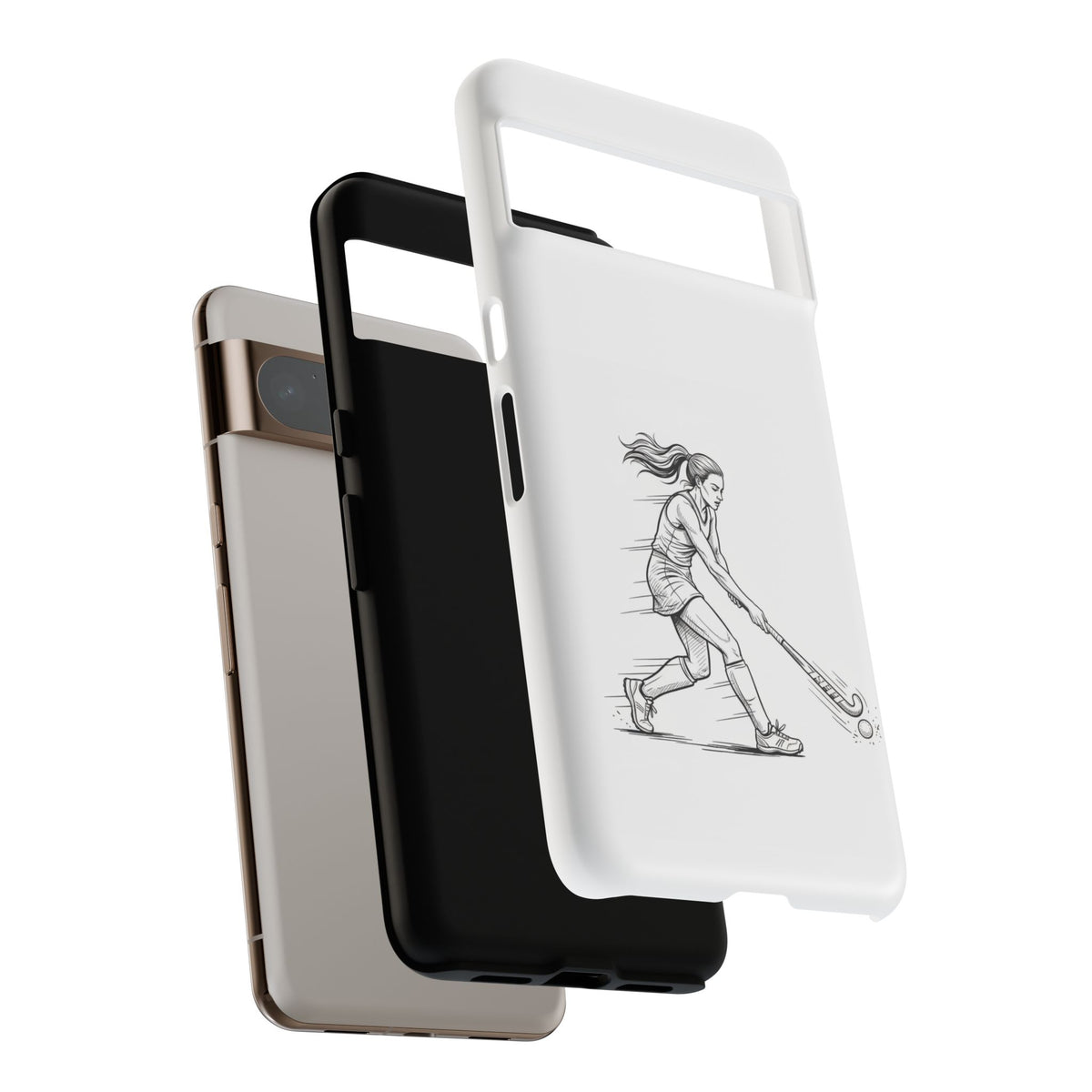 Phone Case, Hockey, Female  Player Minimalist sketch design, Tough Case