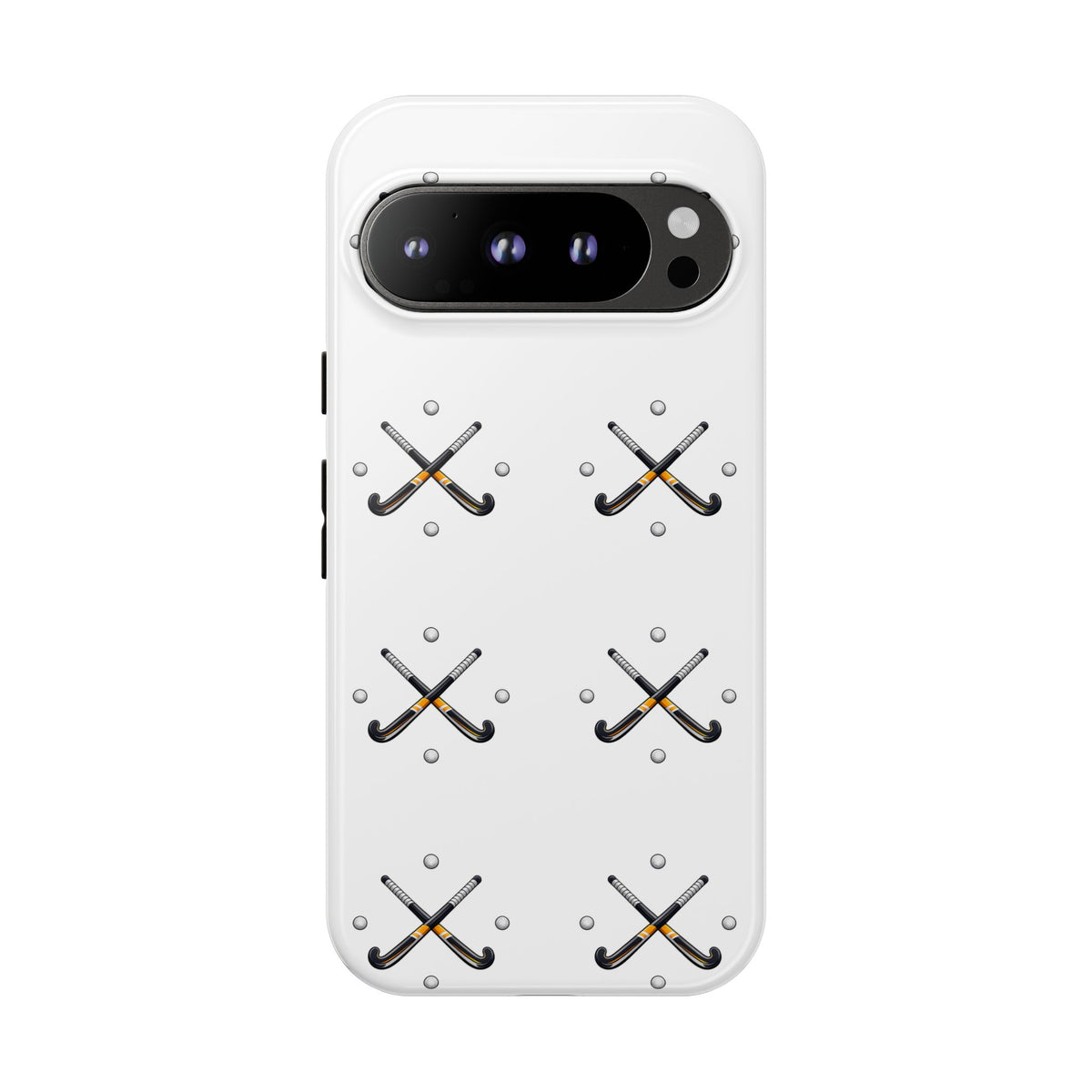 Phone Case, Hockey Repeated Crossed Sticks & Balls Pattern, Tough Case