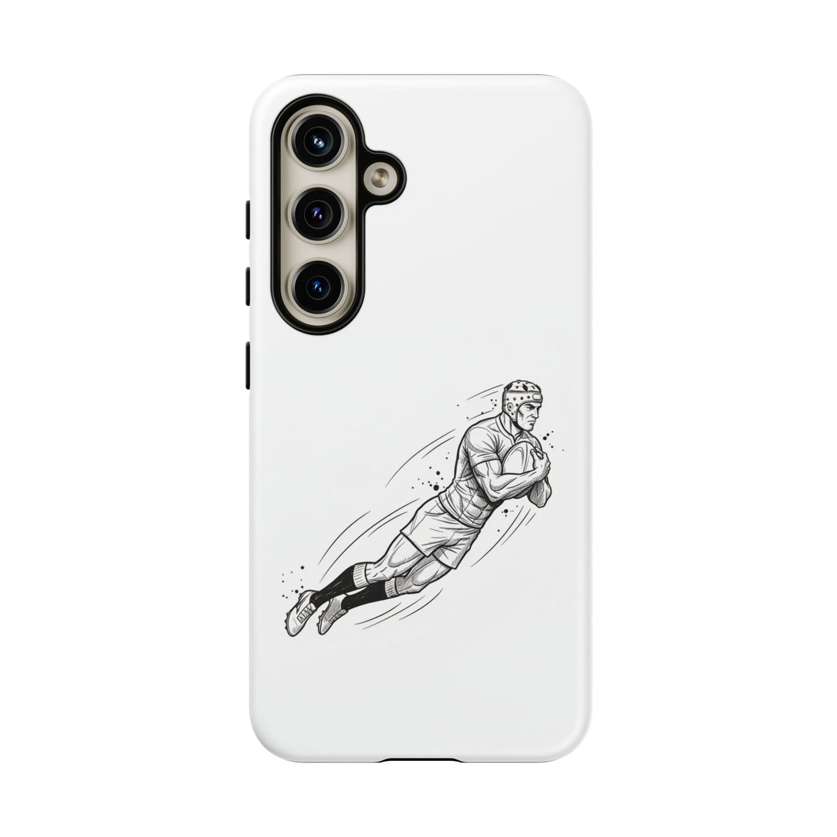 Phone Case, Rugby Try Swan Dive Minimalist Sketch design, Tough Case