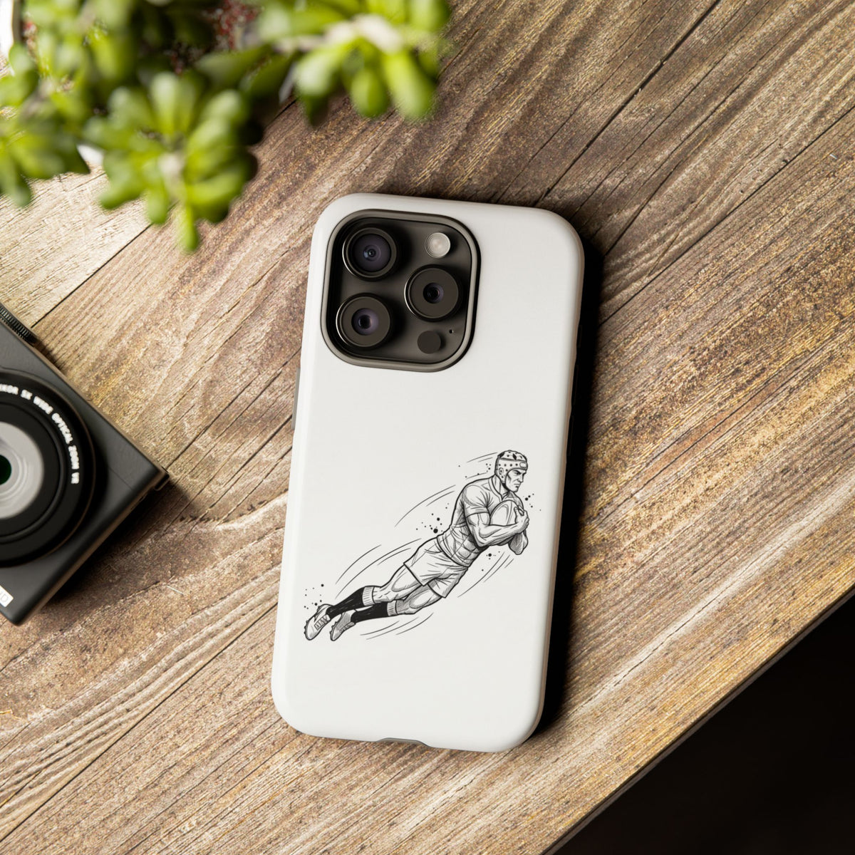 Phone Case, Rugby Try Swan Dive Minimalist Sketch design, Tough Case
