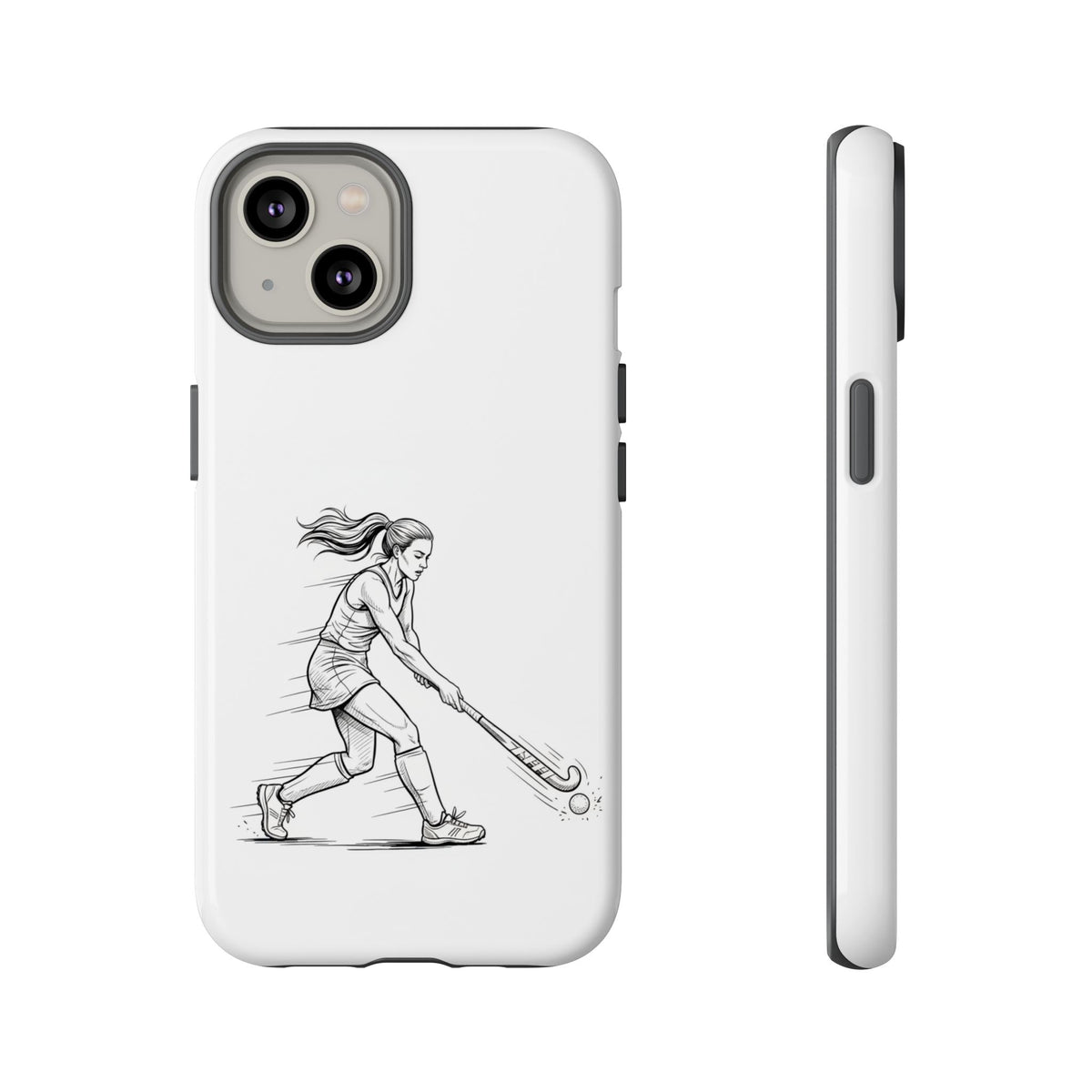 Phone Case, Hockey, Female  Player Minimalist sketch design, Tough Case