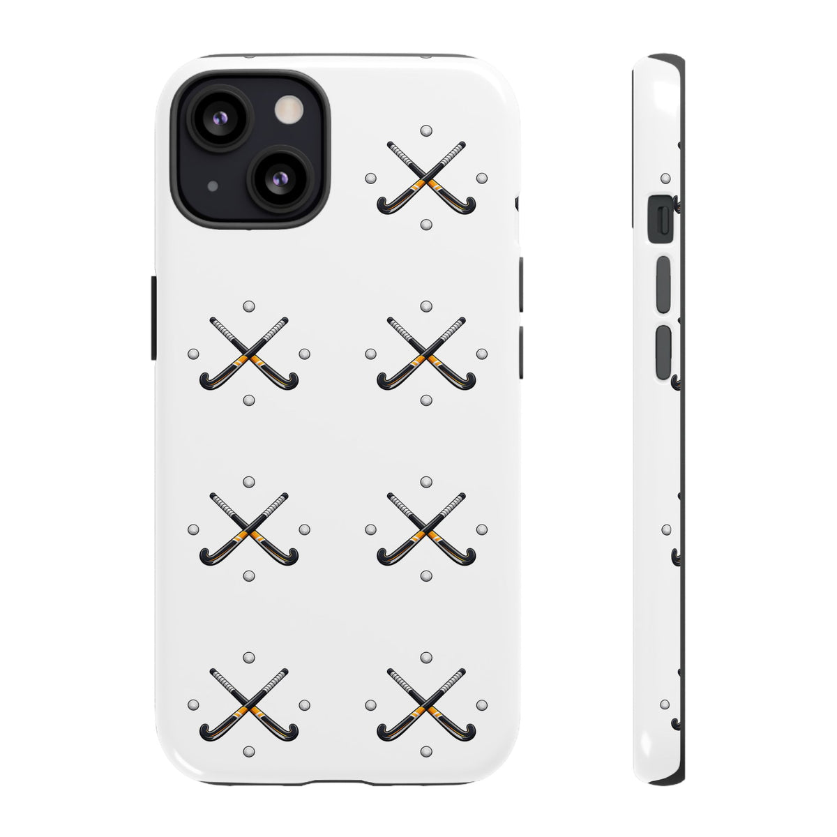 Phone Case, Hockey Repeated Crossed Sticks & Balls Pattern, Tough Case