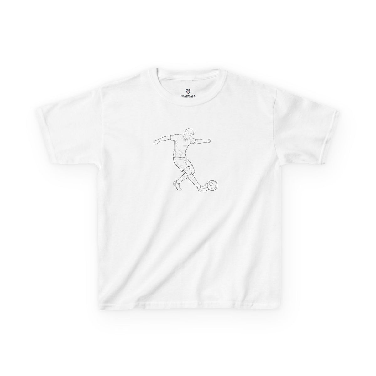 T Shirt Kids, Football, Free Kick minimalist sketch design, Cotton, Various Colours