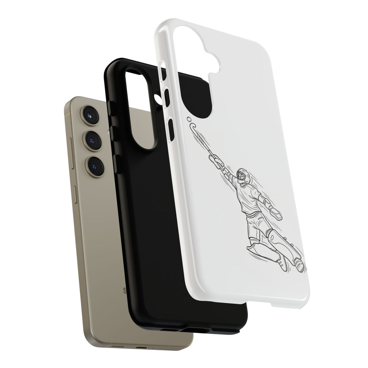 Hockey Goalkeeper Sketch Phone Case — Minimalist Sports Protective Cover