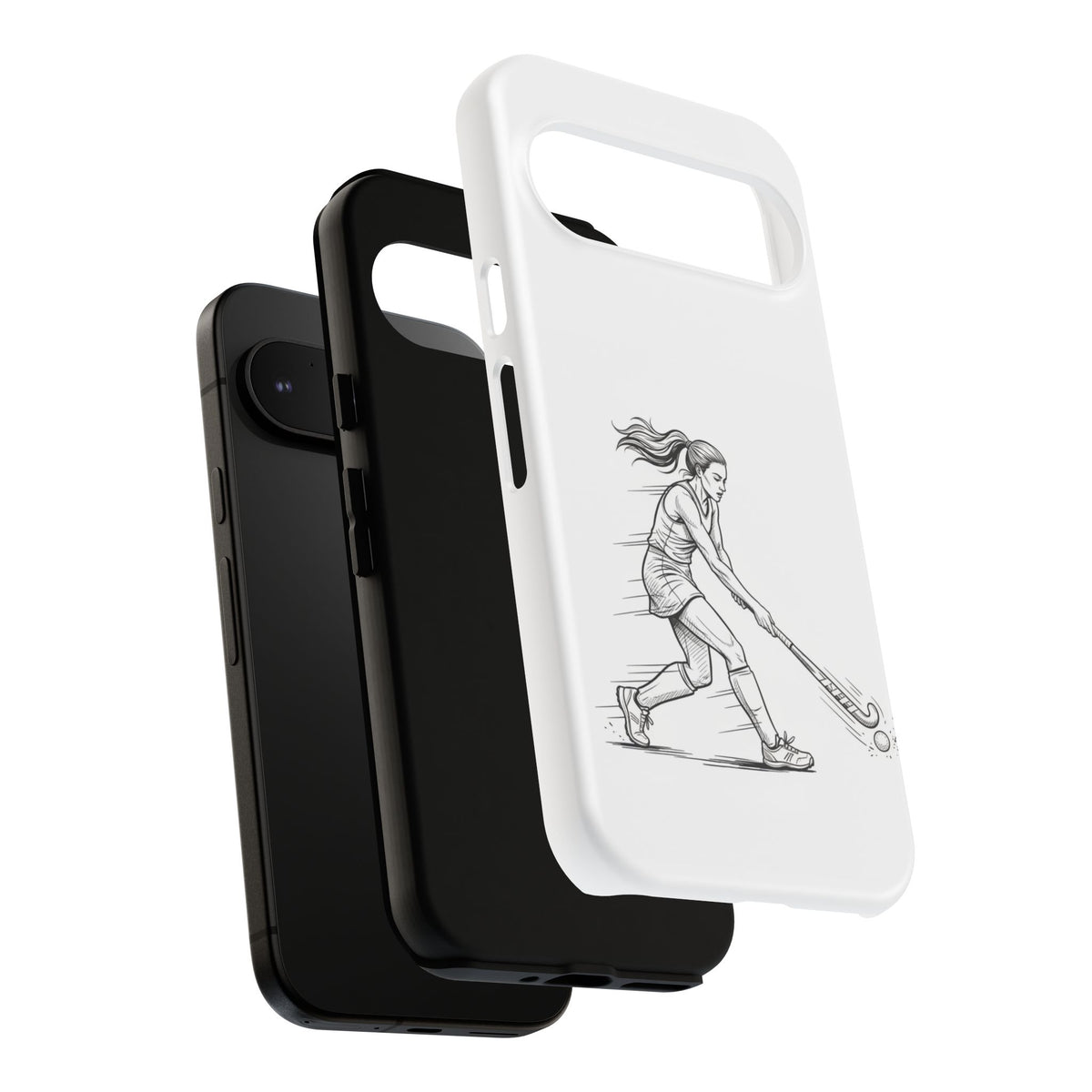 Phone Case, Hockey, Female  Player Minimalist sketch design, Tough Case