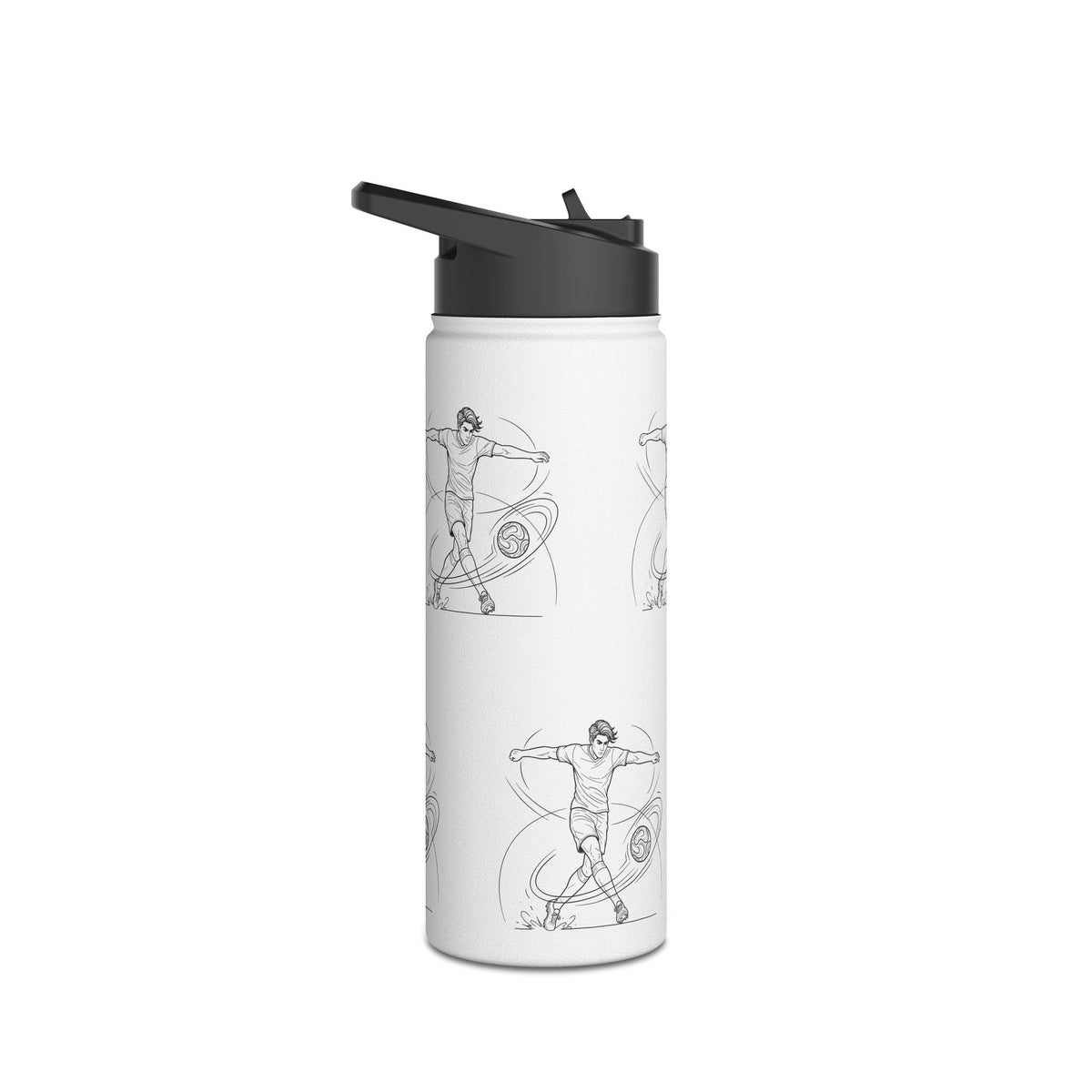 Water Bottle, Football Skills repeat pattern design, Stainless Steel