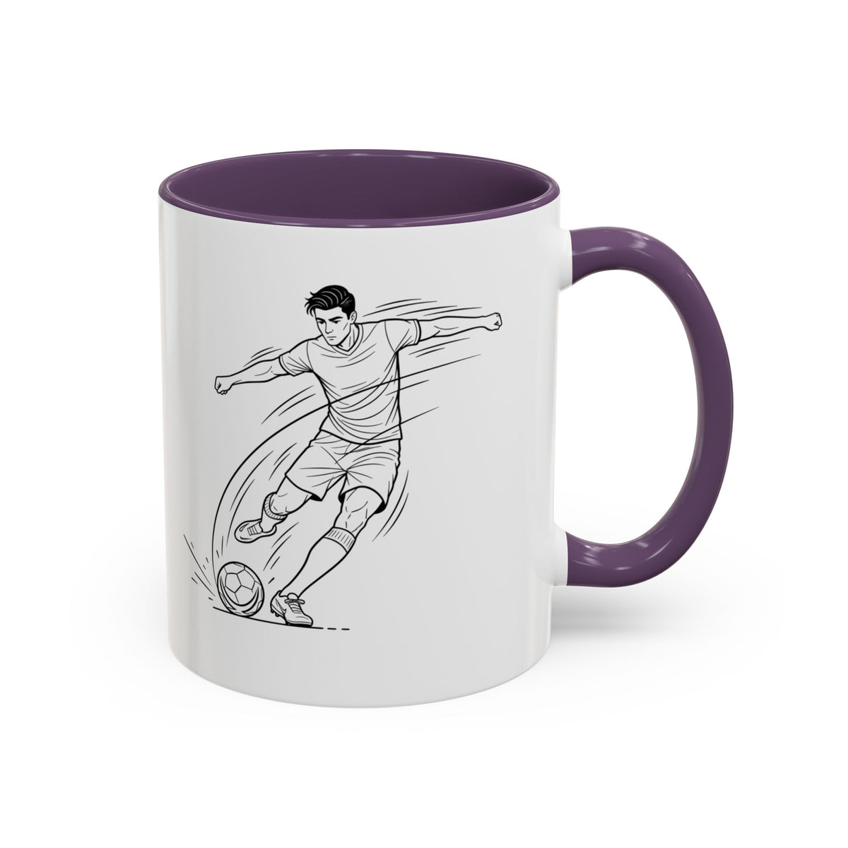Mug, Football Players, Minimalistic Sketch design, Ceramic 325ml / 11oz, CHOICE of coloured inner