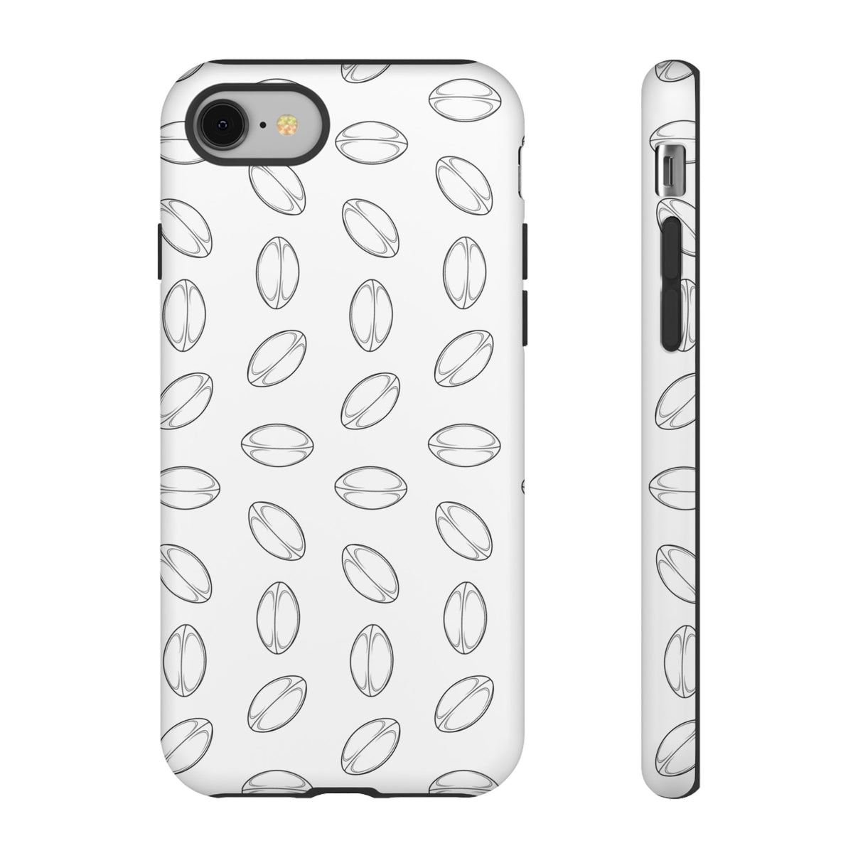 Phone Case, Rugby Ball Minimalist Sketch Pattern, Tough Case