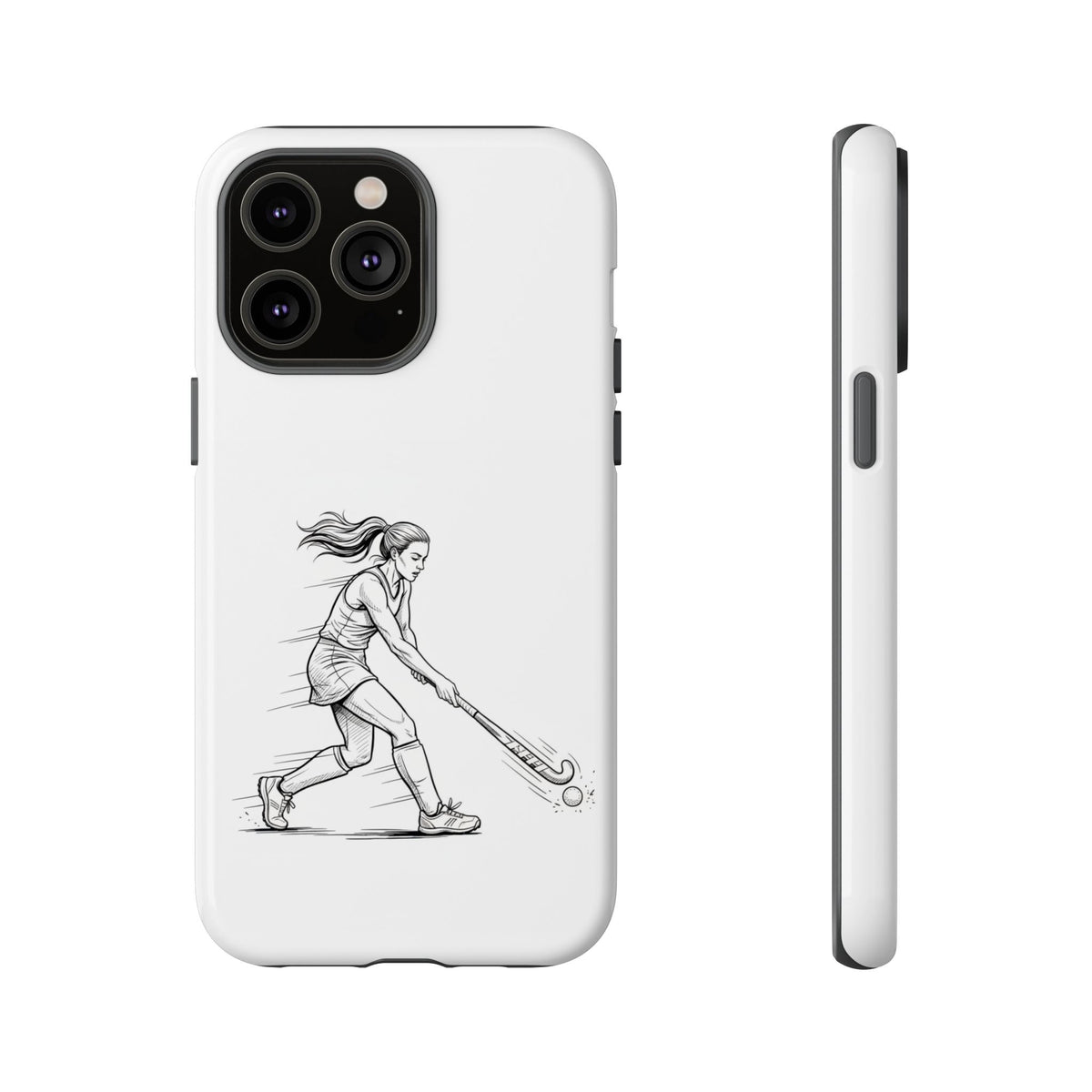 Phone Case, Hockey, Female  Player Minimalist sketch design, Tough Case