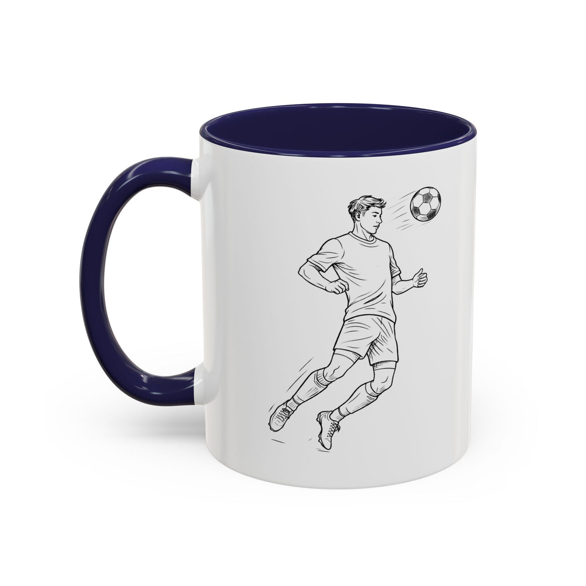Mug, Football Players, Minimalistic Sketch design, Ceramic 325ml / 11oz, CHOICE of coloured inner