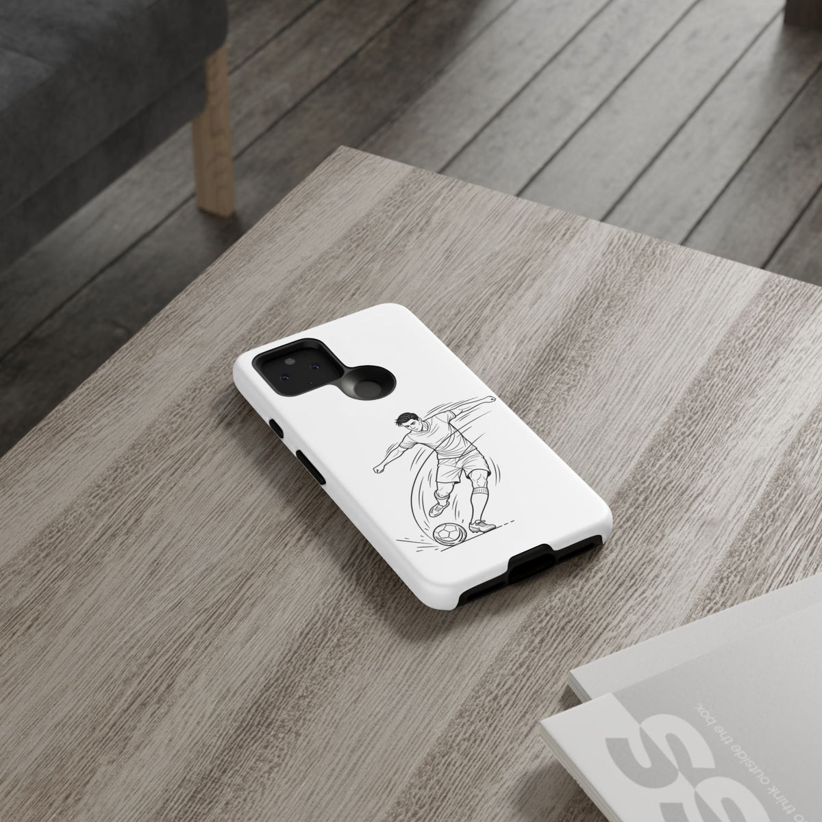 Phone Case, Football Free Kick / Strike Minimalist sketch Design, Tough Case