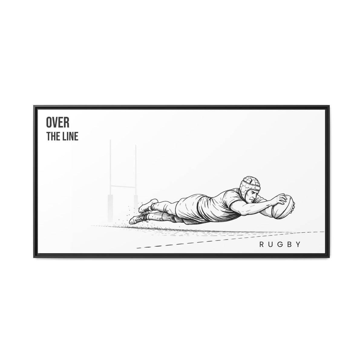 Print, Rugby Try, "Over The Line"  Matte Canvas Framed Wall Art