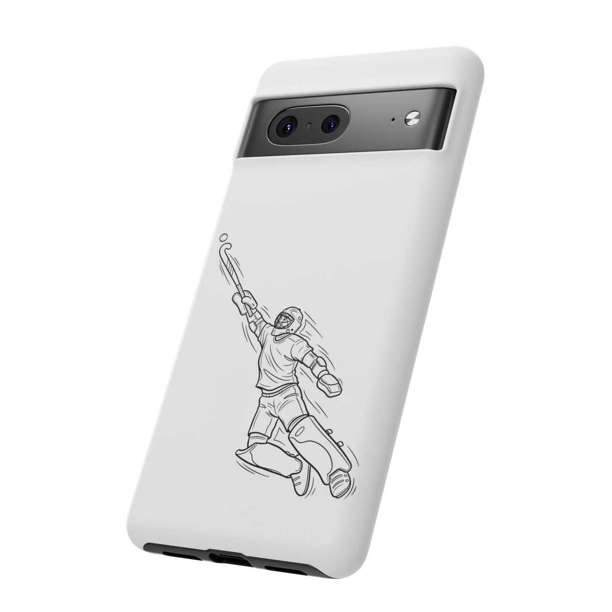Hockey Goalkeeper Sketch Phone Case — Minimalist Sports Protective Cover