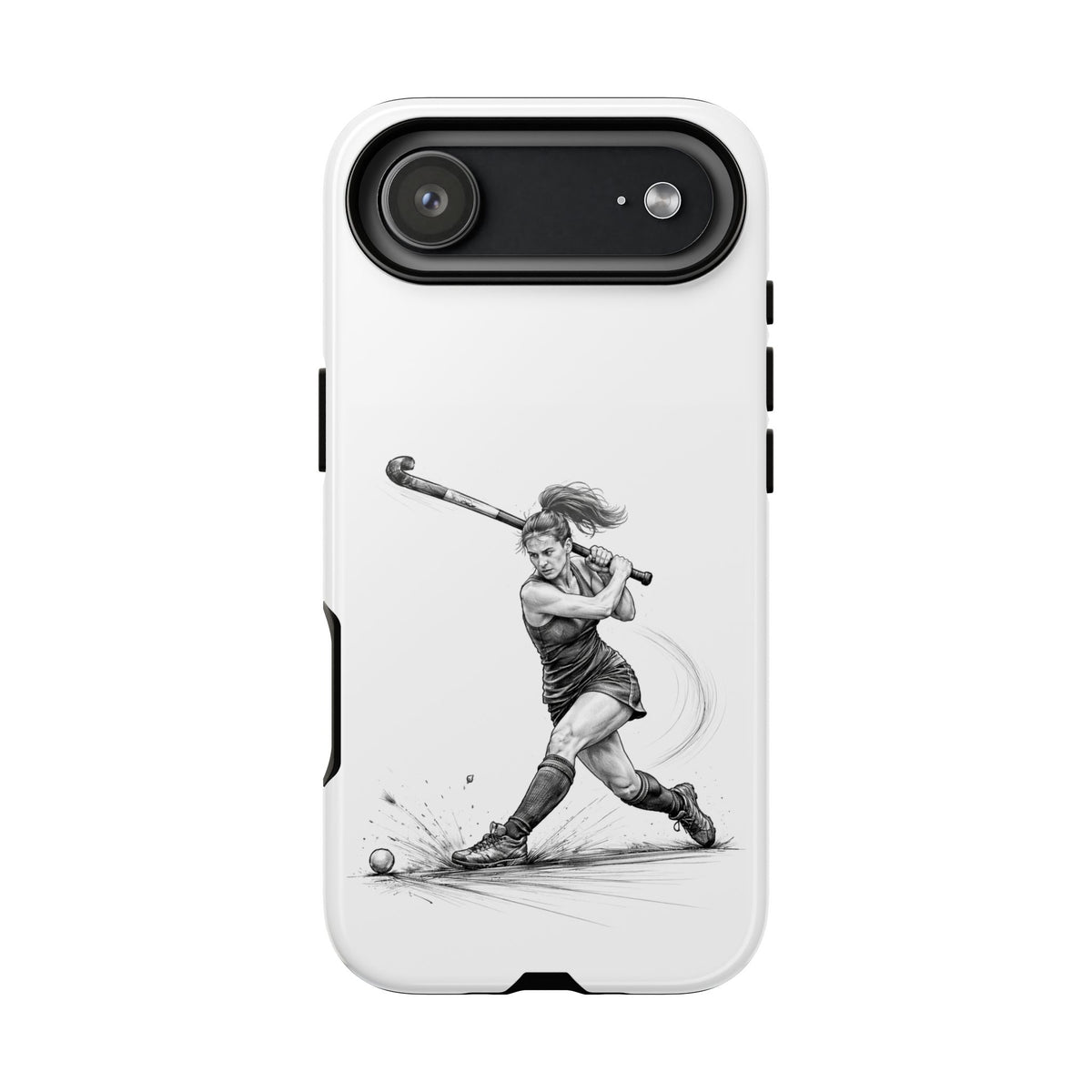 Phone Case, Hockey, Female Player "Tomahawk" shot design, Tough Case