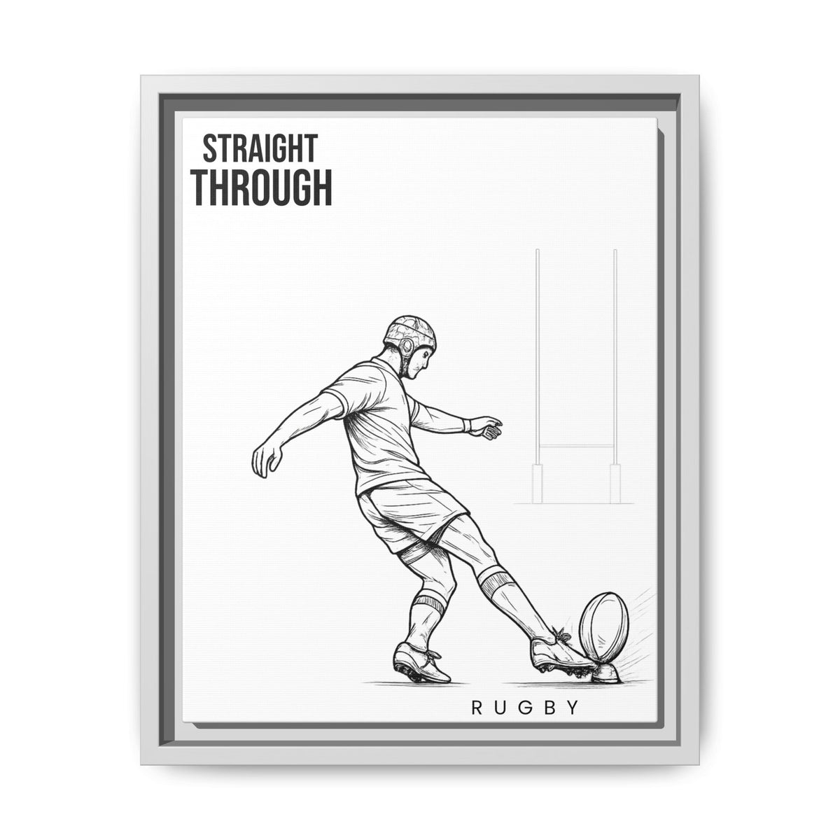 Print, Rugby Conversion Kick - Straight Through, Matte Canvas Print Framed Art