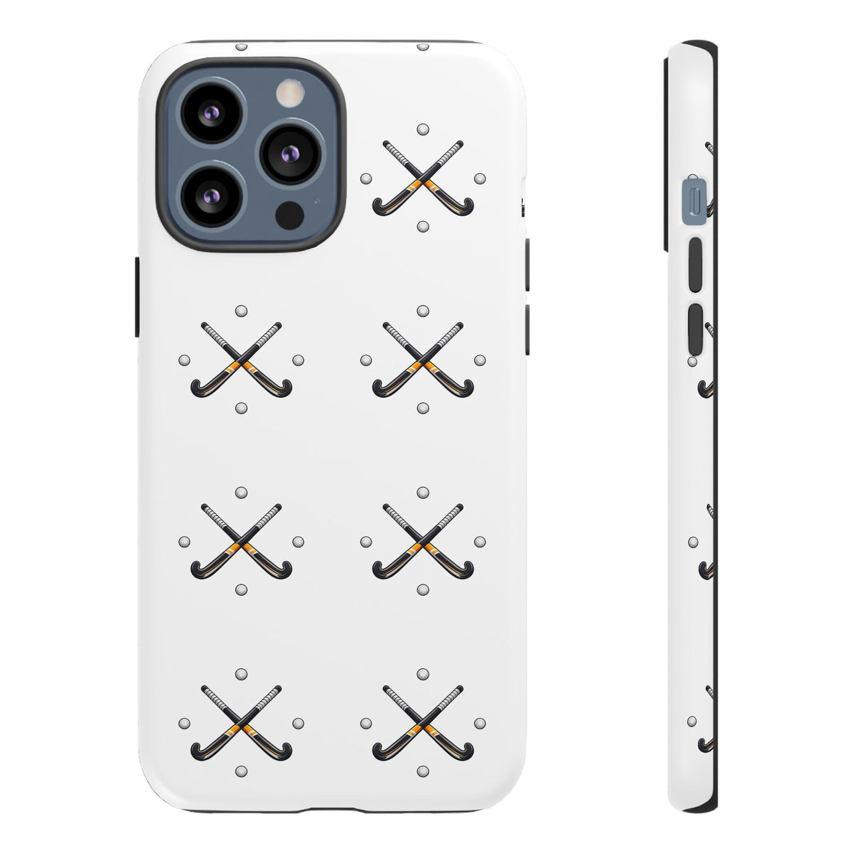 Phone Case, Hockey Repeated Crossed Sticks & Balls Pattern, Tough Case