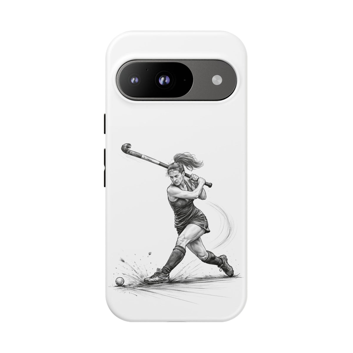 Phone Case, Hockey, Female Player "Tomahawk" shot design, Tough Case