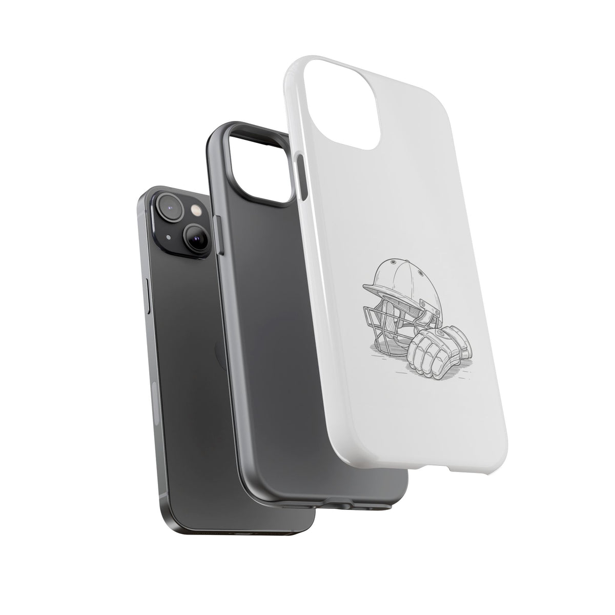 Phone Case, Cricket Gloves & Helmet Sketch, Tough Case
