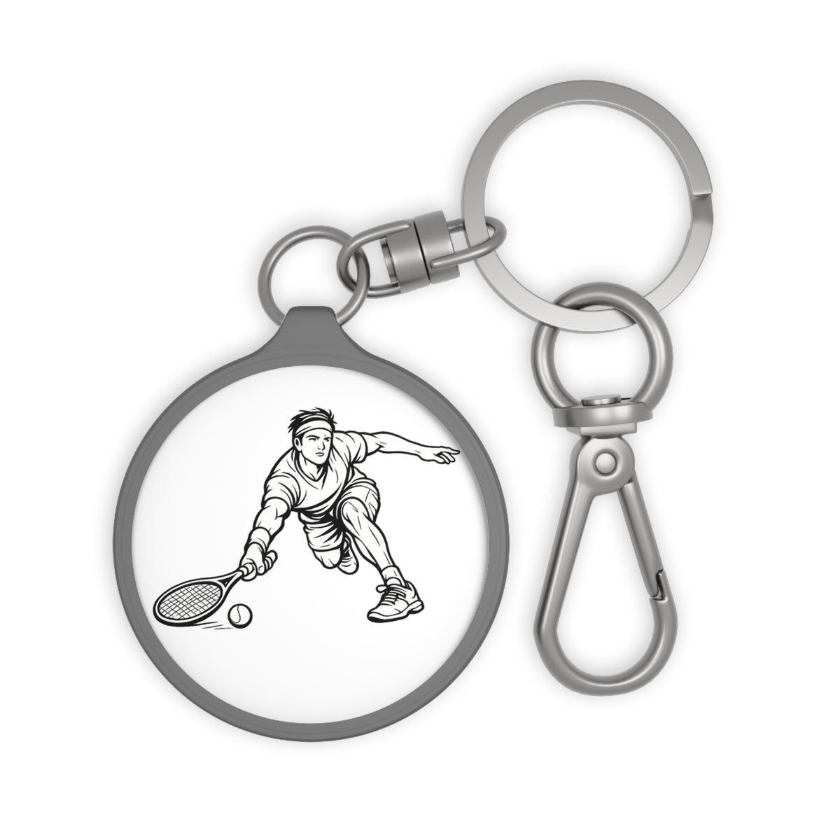 Keyring Bag Tag, Tennis Player, Minimalist Sketch design