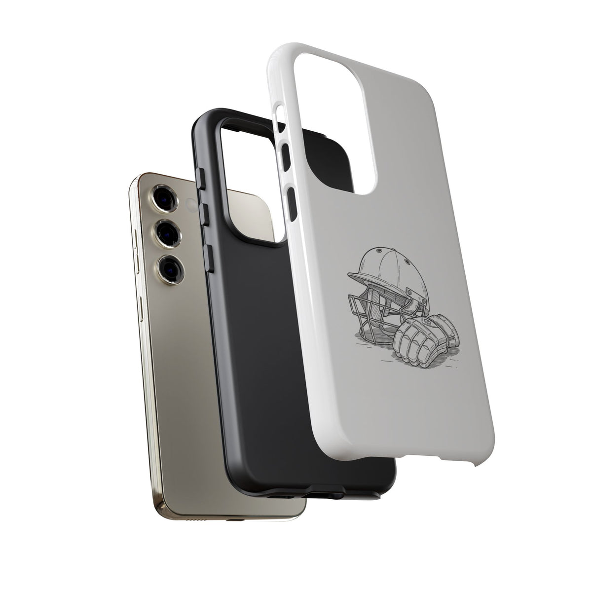 Phone Case, Cricket Gloves & Helmet Sketch, Tough Case