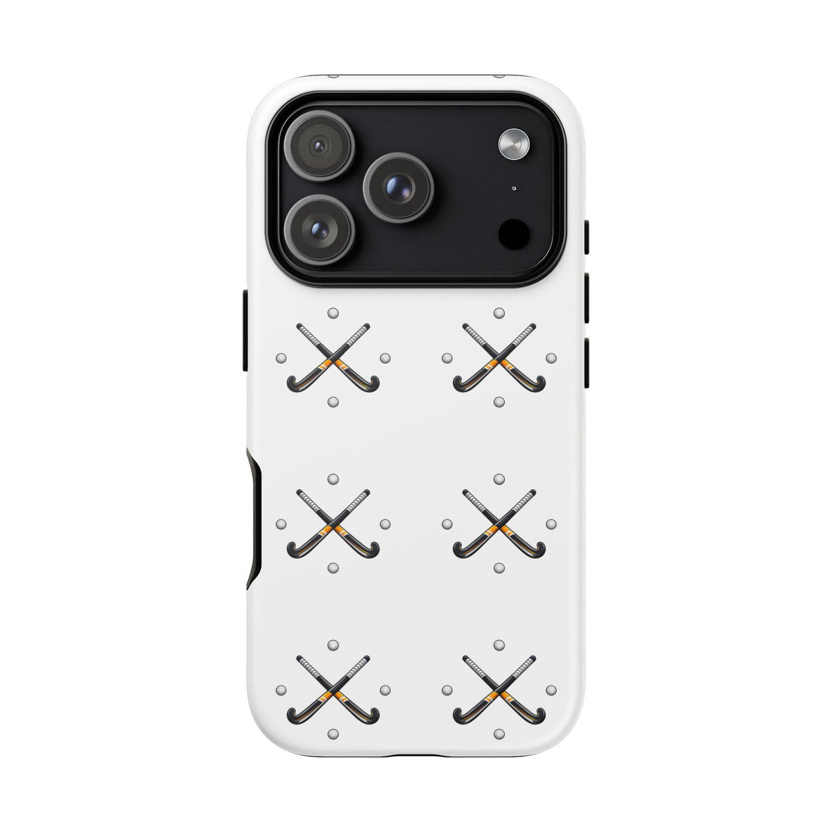 Phone Case, Hockey Repeated Crossed Sticks & Balls Pattern, Tough Case