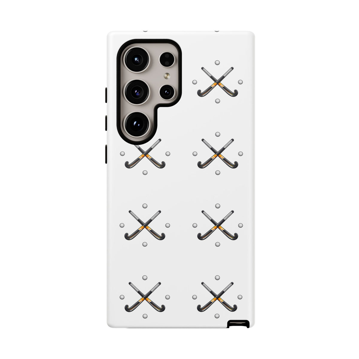 Phone Case, Hockey Repeated Crossed Sticks & Balls Pattern, Tough Case