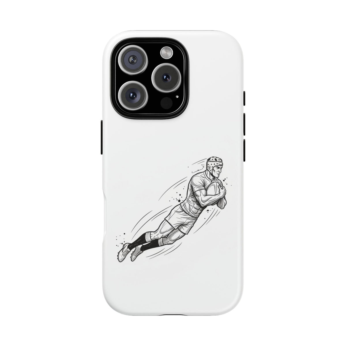 Phone Case, Rugby Try Swan Dive Minimalist Sketch design, Tough Case