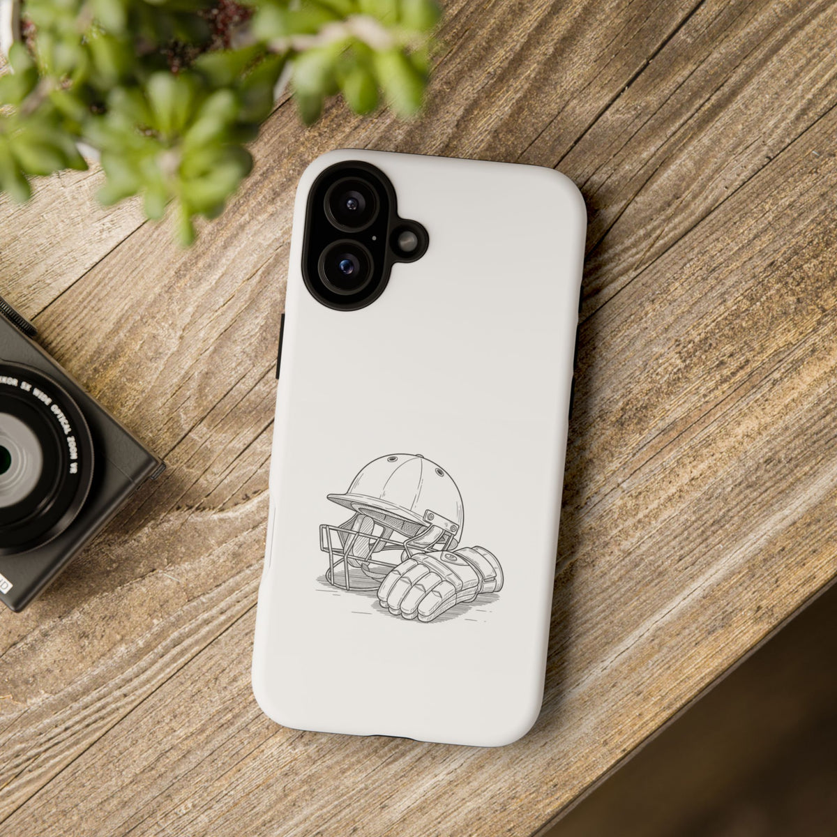 Phone Case, Cricket Gloves & Helmet Sketch, Tough Case