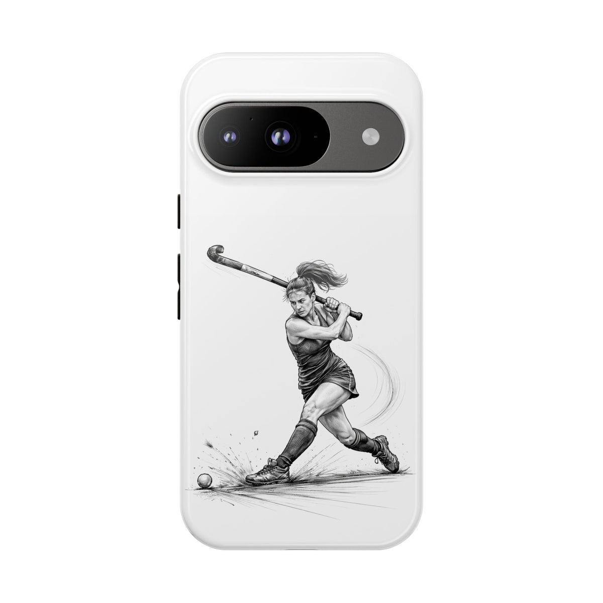 Phone Case, Hockey, Female Player "Tomahawk" shot design, Tough Case
