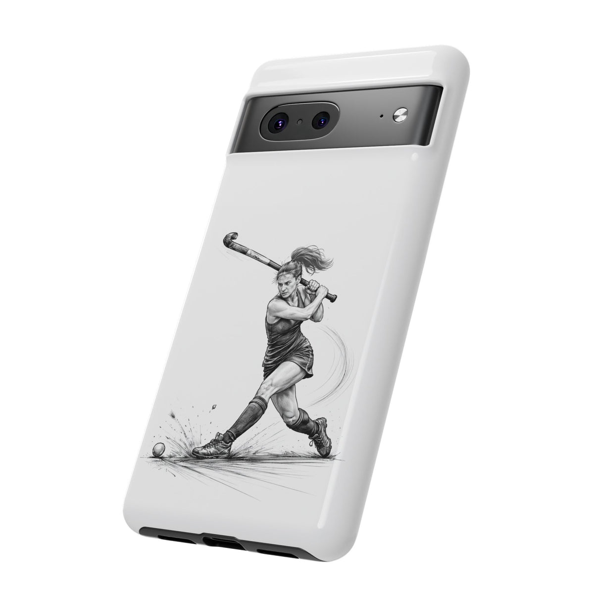 Phone Case, Hockey, Female Player "Tomahawk" shot design, Tough Case