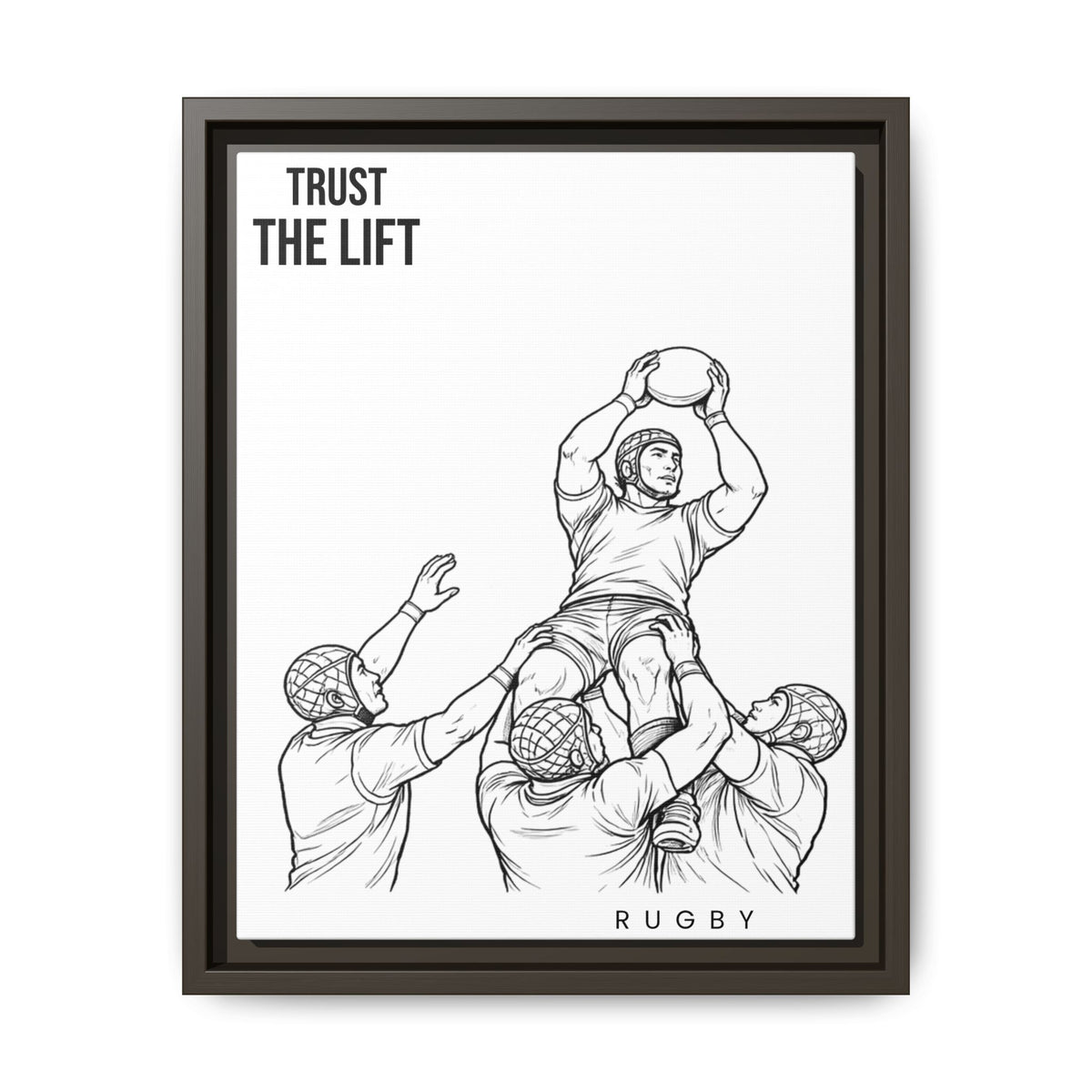 Print, Rugby Line-Out Trust The Lift , Matte Canvas Print Framed Art
