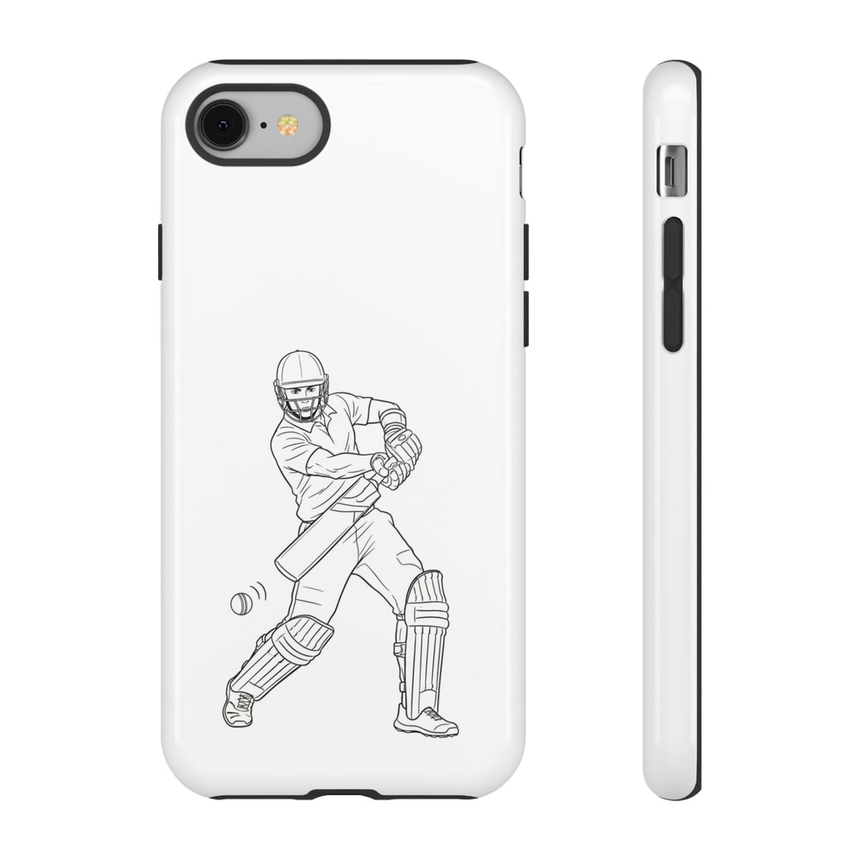 Phone Case, Cricket Batsman Sketch, Tough Case