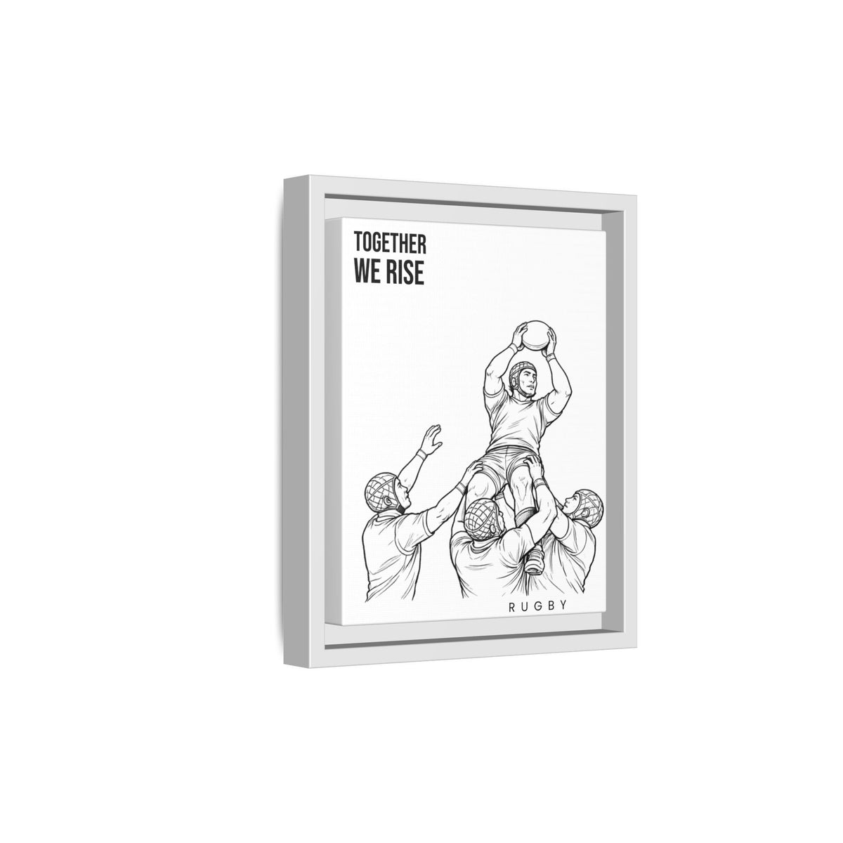 Print, Rugby Line-Out Together We Rise , Matte Canvas Print Framed Art