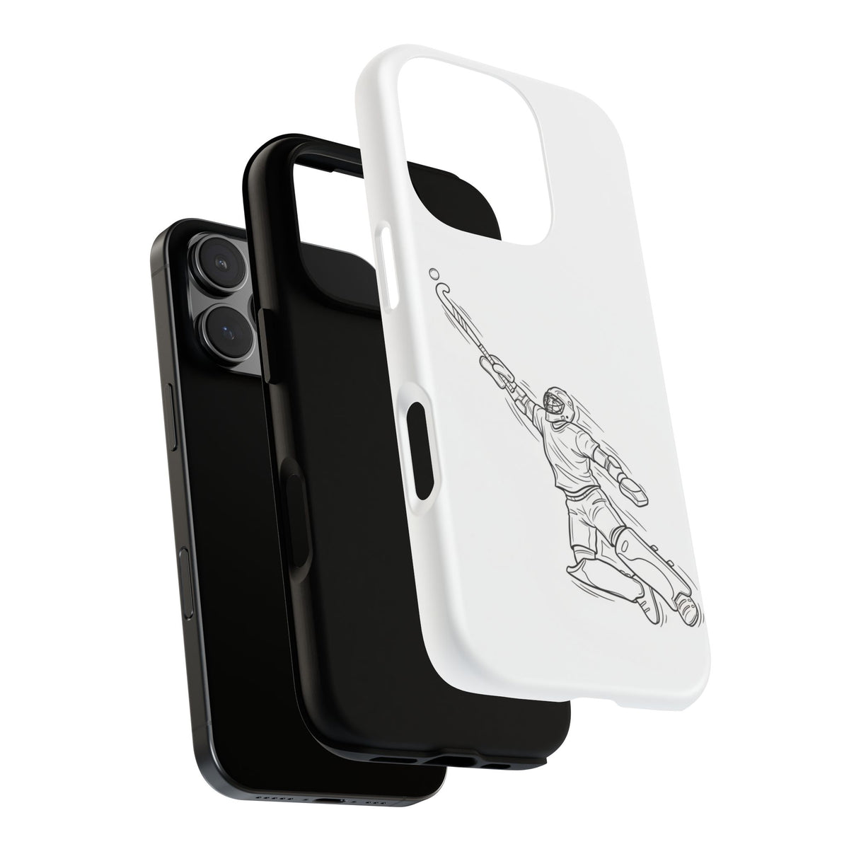 Hockey Goalkeeper Sketch Phone Case — Minimalist Sports Protective Cover