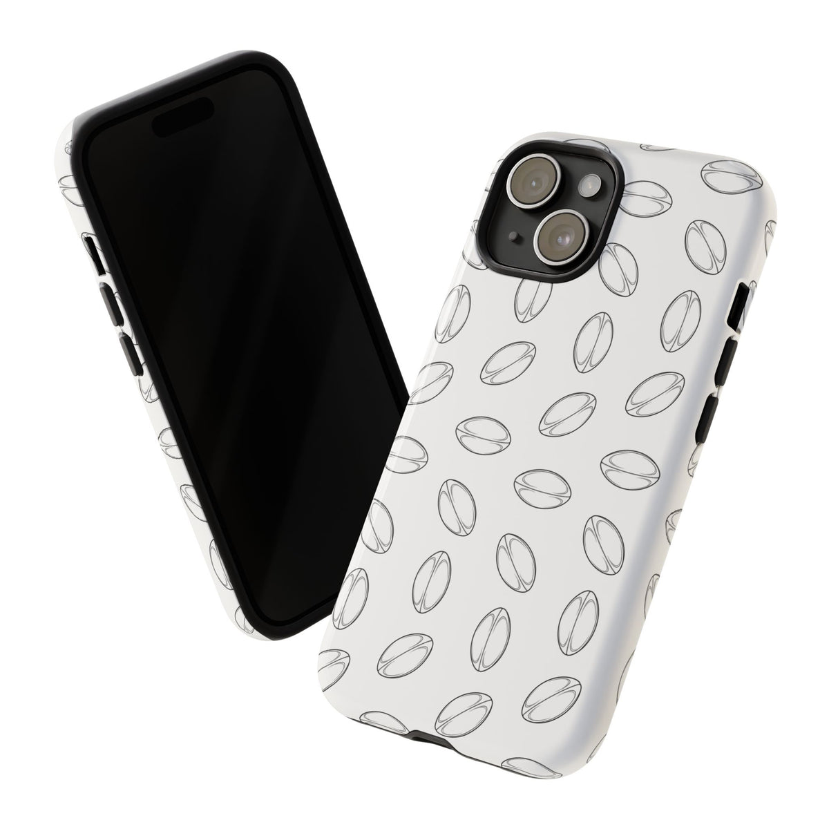 Phone Case, Rugby Ball Minimalist Sketch Pattern, Tough Case