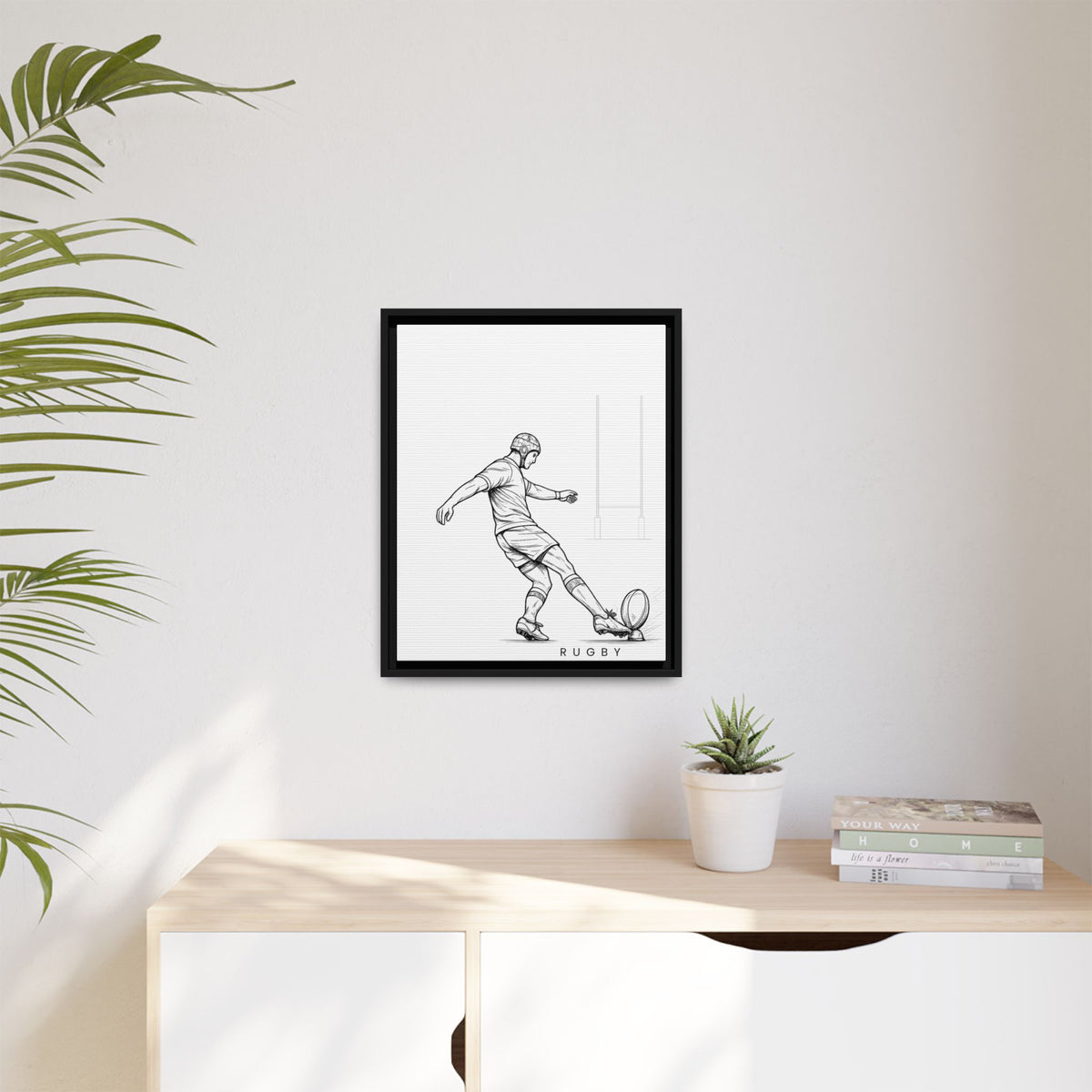 Print, Rugby Conversion Kick, Matte Canvas Print Framed Art