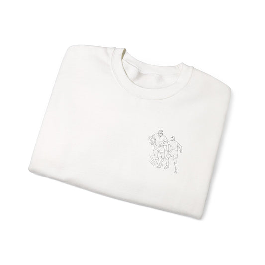 Sweatshirt, Unisex Crewneck, Rugby Minimalist Line Art Design, Cotton, Various Colours