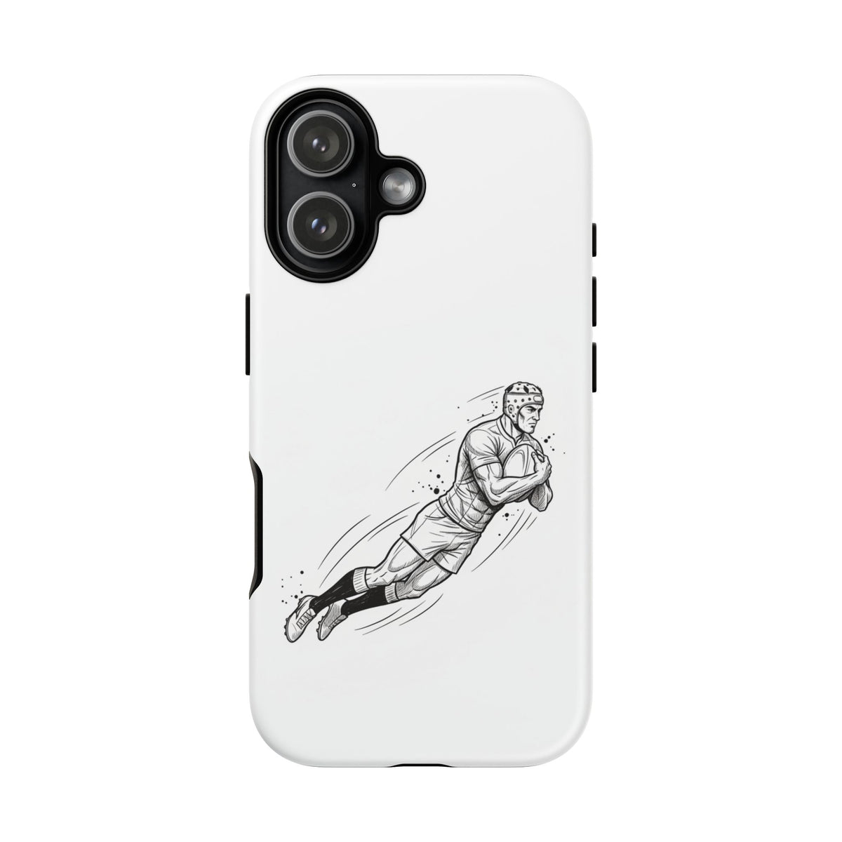 Phone Case, Rugby Try Swan Dive Minimalist Sketch design, Tough Case