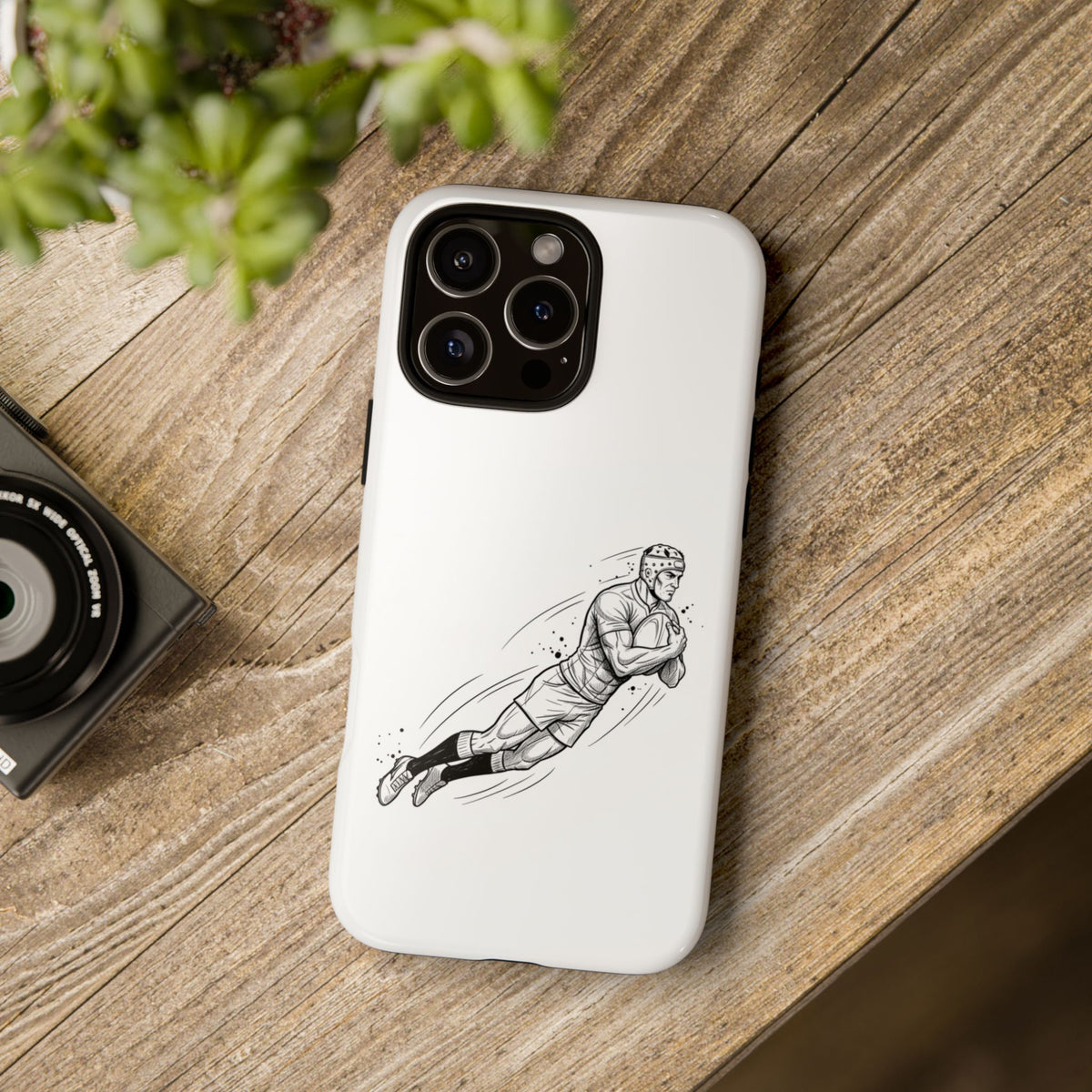 Phone Case, Rugby Try Swan Dive Minimalist Sketch design, Tough Case