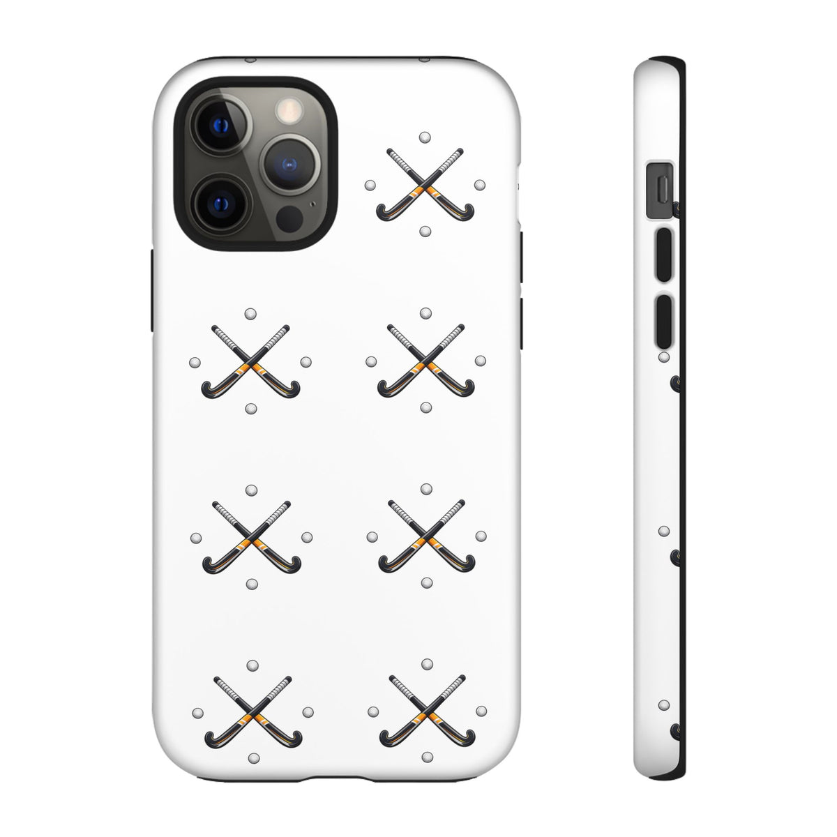 Phone Case, Hockey Repeated Crossed Sticks & Balls Pattern, Tough Case