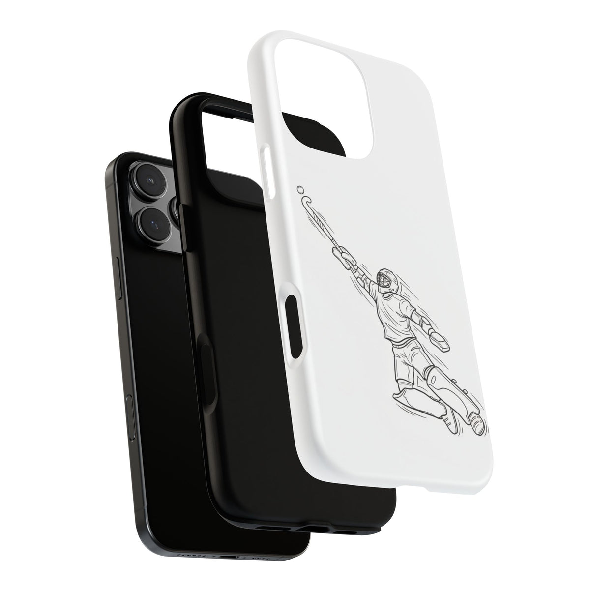 Hockey Goalkeeper Sketch Phone Case — Minimalist Sports Protective Cover