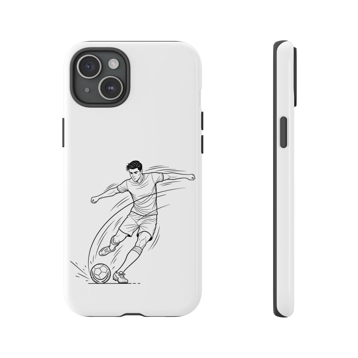 Phone Case, Football Free Kick / Strike Minimalist sketch Design, Tough Case