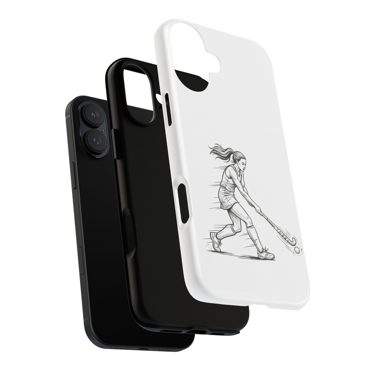 Phone Case, Hockey, Female  Player Minimalist sketch design, Tough Case