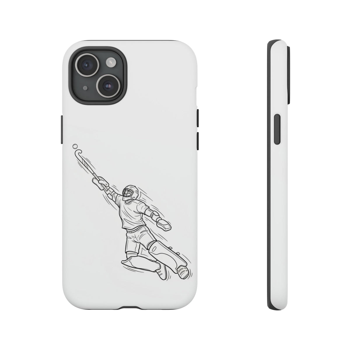 Hockey Goalkeeper Sketch Phone Case — Minimalist Sports Protective Cover