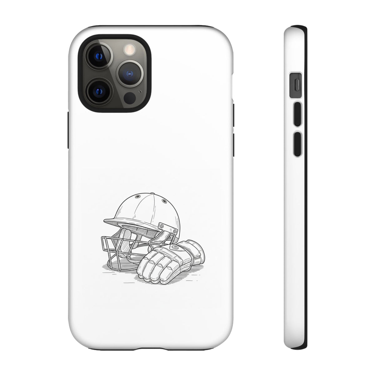 Phone Case, Cricket Gloves & Helmet Sketch, Tough Case